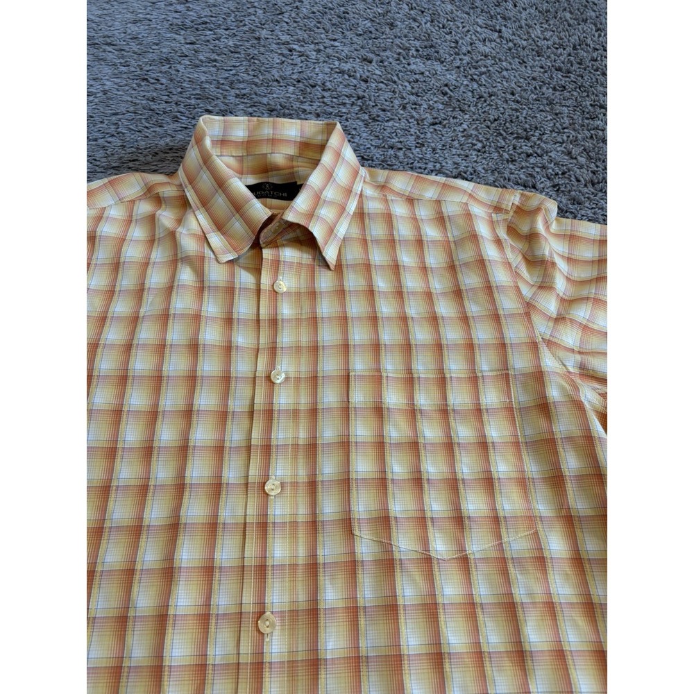 BUGATCHI Polo Shirt Checkered Plaid Casual Colorful Button Down Mens L EUC Large